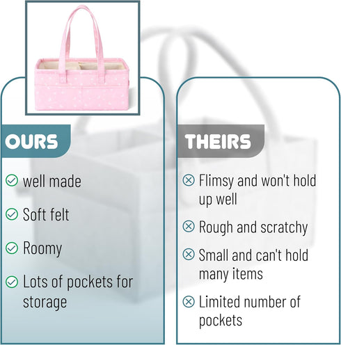 Mr. Pen- Baby Diaper Caddy Organizer, Pink with Star Pattern, Portable Car Caddy for Changing Table and Nursery