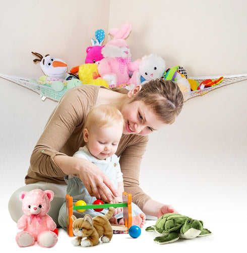Enovoe Stuffed Animal Toy Hammock, Hanging Storage Net, Toy Organizer for Clean Room, Durable, Easy to Install, White