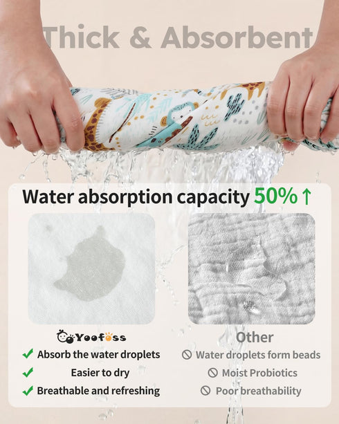 100% 32x32Inch, Yoofoss Hooded Baby Towels for Newborn Organic Cotton Baby Bath Towel with Hood for Babies, Infant