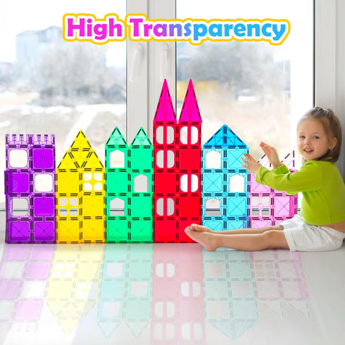 Magnetic Tiles, 100PCS 3D Building Blocks, Magnets Building Set for Kids, Construction STEM Stacking Toys, Gift for