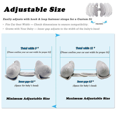 Baby Travel Pillow, Adjustable Head Neck Pillow for Infant Car Seat, Stroller Headrest Pillow for Infants, Banana