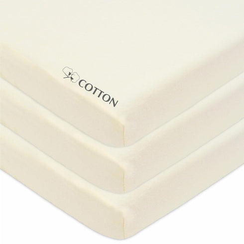 American Baby Company 3 Pack 100% Natural Cotton Fitted Mini Crib Sheets,