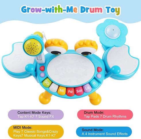 Set 1-3, Set 1-3 2 1-3 6-18 Drum for Toddlers Toddlers Drum for with Light Up Microphone , Sticks for Year Olds