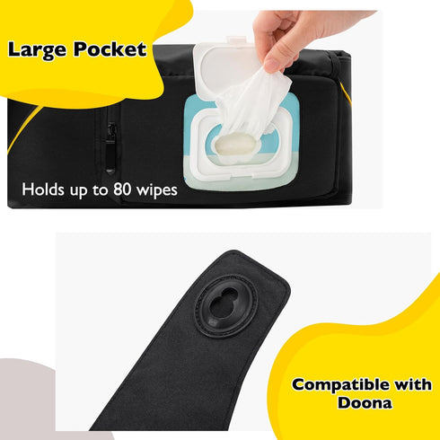 Travel Bag for Doona Infant Car Seat Stroller, Organizer Bag with Cup Holder, Phone & Wipes Pockets, Large Capacity