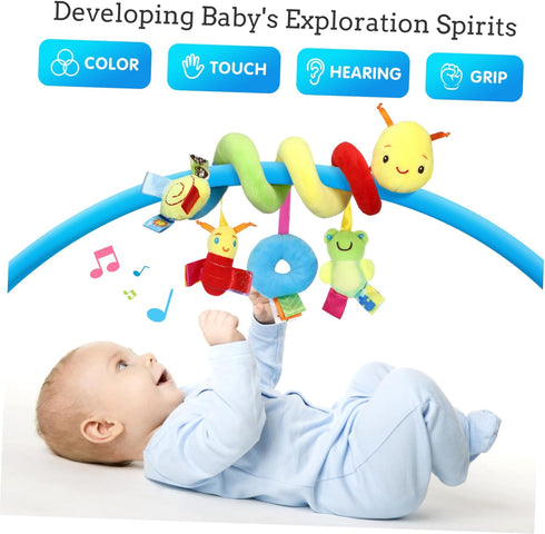 Car Seat Toys, Toys for Car Seat Crib Mobile Bed Around Rattle Bell Cartoon Insect Stroller Hanging Stuffed Wrap Spiral
