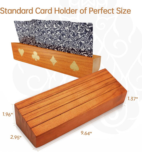 6 Pack Playing Card Holders - Hands-Free Wood Deck Stand for Kids and Elderly, Set of 6