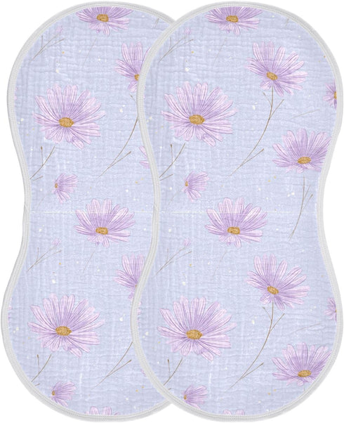 decor gift 4 Pack 22x11in Cotton Muslin Burp Cloth Soft Touch Daisy Flower Pastel Purple Cloths spit up rag for Gender