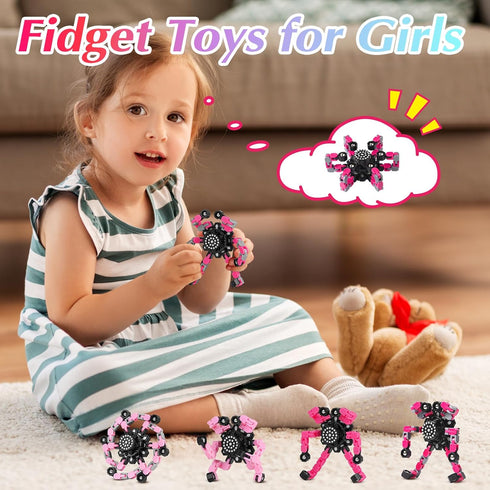 Fidget Toys for Teen Girls, Transformable Fidget Spinners for Autism ADHD Stress Relief for Kids