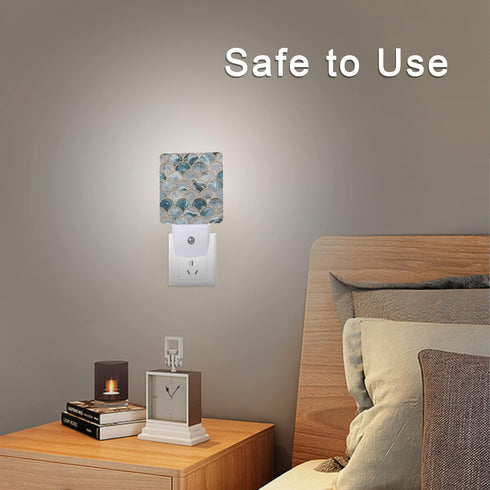Smoaffly Mermaid Fish Scales Marble Night Light Plug-in LED Nightlights Auto Sensor Night Lamp Dusk-to-Dawn Lamp Home
