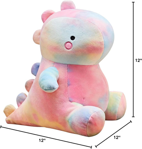 Cute 12 Inch Dinosaur Plush Toys - Fat Stuffed Animal Dino Plushie, Soft Birthday Gifts for Kids Girls Boys Colorful