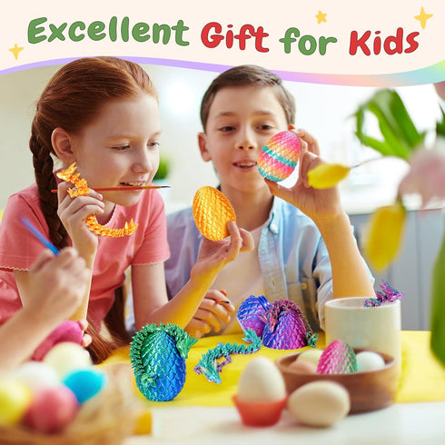 YILCER 4PCS 3D Set 3D Set (Multicolor3-4pcs) Printed Dragon Eggs with Dragon Inside Mini Dragon Egg Easter Eggs