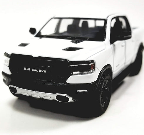 Kinsmart 2019 White Dodge Ram 1500 Pickup Truck - 1/46 O Scale Diecast Truck