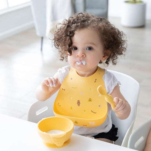 Bumkins Silicone Pocket Bibs for Babies, Baby Bib for 6-24 Months, Essential for Eating, Feeding, Baby Led Weaning