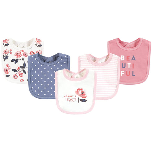 Touched by Nature Unisex Baby Organic Cotton Bibs - Bubblegum Floral, One Size