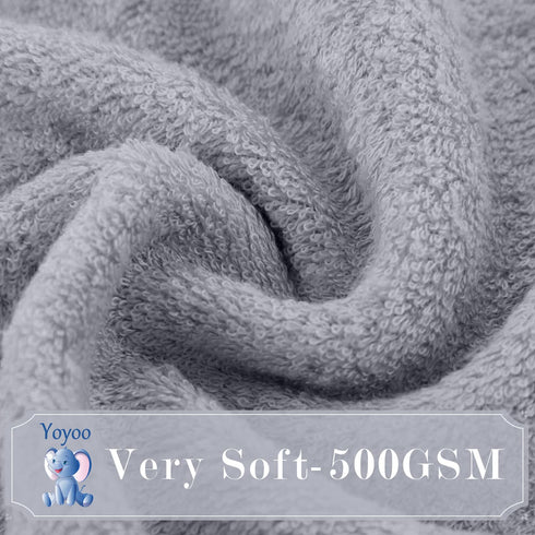 YOYOO Premium Baby Hooded Bath Towel - Viscose from Bamboo, Cute Grey Little Elephant, Newborn Essential
