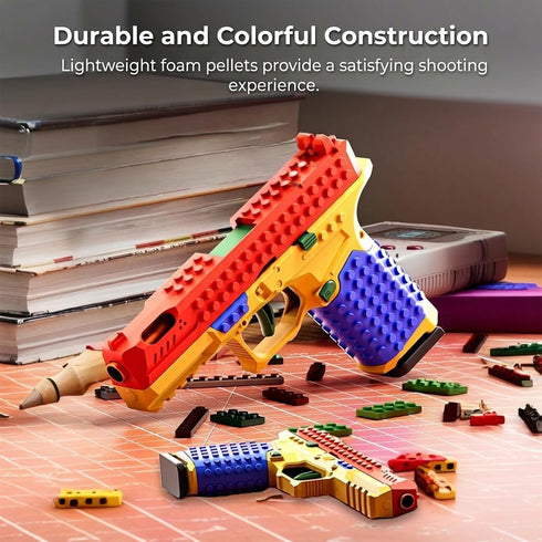 SHATGYI Set Toy Gun Building Block Kit, DIY Fidget Pistol Toy for Adults, Funny Building Blocks with Display Stand