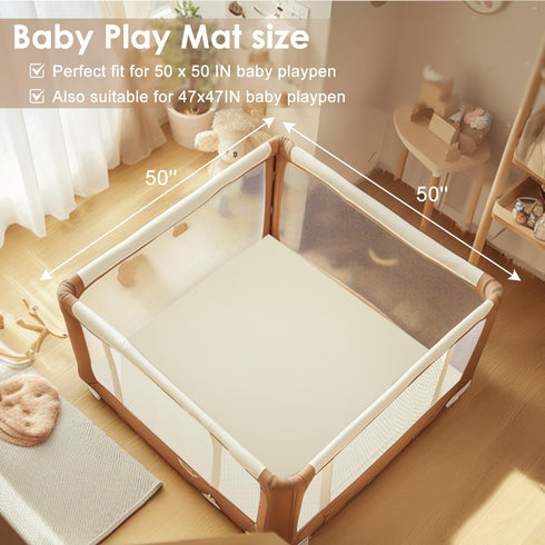 50" 50",Premium Baby Play Mat X Foam Crawling Mat, Thick & Super Soft Vegan Leather Floor Mat,Non-Slip Cushioned Baby