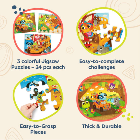 Set Set 3+ Pack 3 B. toys Jigsaw Puzzles Classic with Colorful Designs Educational and Developmental Toys for Years