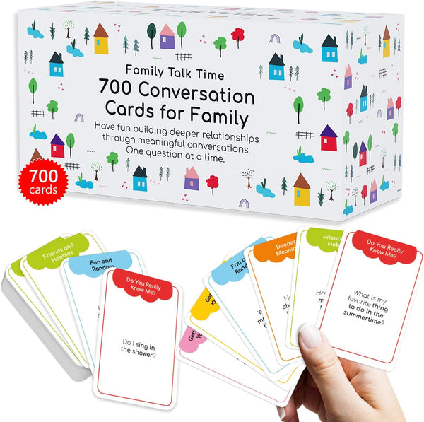 TALKWISE 700 Family Conversation Cards, Fun Conversation Starters for Families, Play Dinner Table