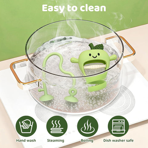 6 12 18 Baby High Chair Suction Toys Teething Chew - Silicone Apple Teething Relief Toys Silicone Teethers Table Toys