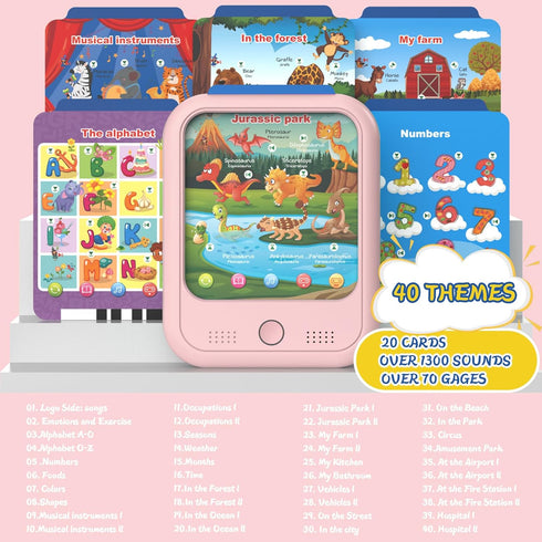 Kids Educational Learning Tablet Toy - Interactive Toy for Learning Alphabets, Colors, Numbers, Foods, Jurassic Park,