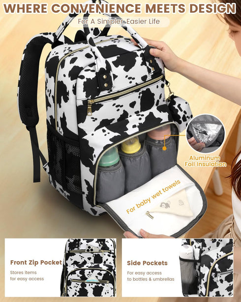 Backpack,Baby Backpack Pritent Diaper Bag Essentials Diapers Bag with Pacifier Case,Multipurpose Stylish Large Capacity