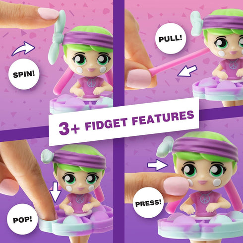 Fashion Fidgets Sensory Toy Dolls - Push Pop Fidget Toy Pack of 2 for Kids, Anxiety and Stress Relief