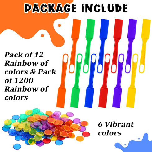 1212 Pcs Magnetic Bingo Wands with Chips - Rainbow Set for Kids Learning, Science, Counting, Sorting Activities