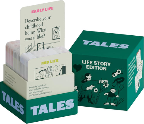 TALES 150 Life Story Interview Kit, Conversation Cards, for Grandparents, Parents, Families,