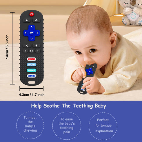 Baby Teething Toys, Soft Silicone Remote Control Teether for Babies 3-18 Months, BPA Free Chew Sensory Toys