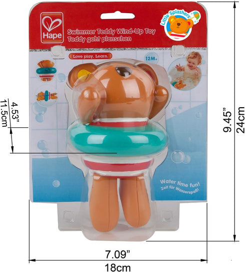 Hape Kids Little Splashers Swimmer Teddy - Wind-Up Bath Toy