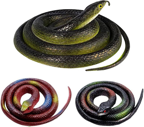 Fake Snake,3pcs Halloween Decorations Rubber Snakes to Keep Birds Away Realistic Rubber