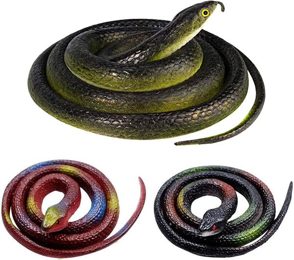 Fake Snake,3pcs Halloween Decorations Rubber Snakes to Keep Birds Away Realistic Rubber
