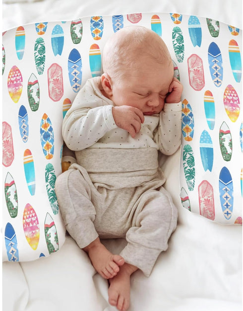 Summer Colorful Surfboards Nursing Pillow Covers for Boy Girl Surfing Nursery Feeding Pillowcase for Breastfeeding