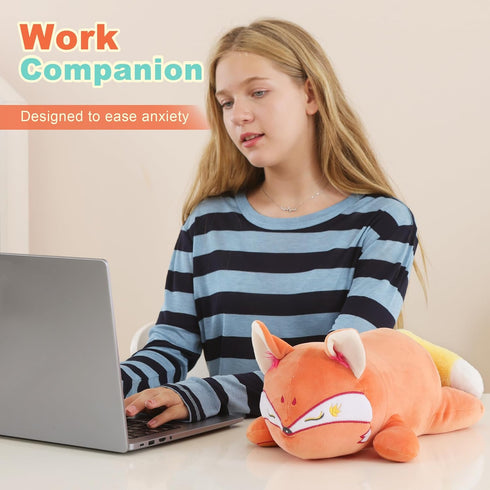 Adults9.8", 1.0 Lbs Onsoyours Original Red Wheat Fox Weighted Stuffed Animal, Cute Weighted Positive Fox Plush Pillow