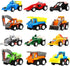Yeonha Toys Pull Back Vehicles, 12 Pack Mini Assorted Construction Vehicles and Race Cars