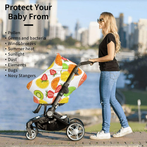 Schgap Cute Fruits Car Seat Covers Canopy for Baby, Nursing Cover Breastfeeding Baby Carrier Covers Carseat Canopy
