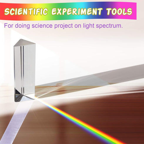 Coitak 6 Inch Optical Glass Triangular Prism, Crystal Tool for Teaching Light Spectrum Physics and Photography