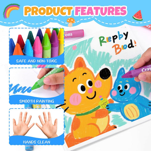 24 1-3.Washable,Non-Toxic 4-8.Easy Colors Jumbo Crayons for Toddlers Crayon for Toddlers Ages to Hold and Unbreakable
