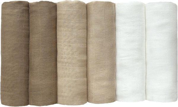 Muslin Swaddle Blankets 6 Pack, Newborn Baby Receiving Blankets, Soft Breathable Baby