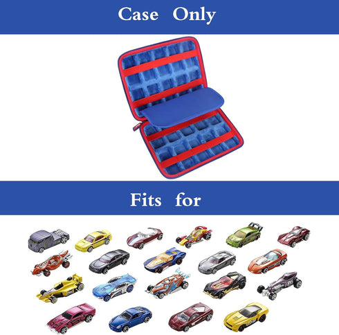 Mchoi Shockproof Carrying Case for Hot Wheels 20 Cars, Toy Car Organizer for Matchbox Cars Storage, Blue, Case Only