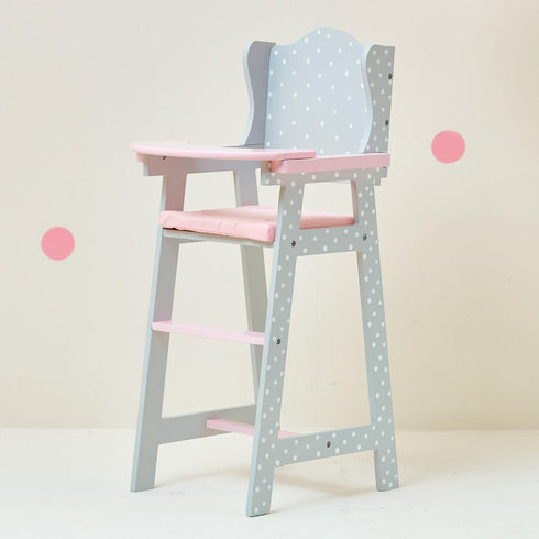 Doll High Chair for Baby Dolls - Olivia's Little World Wooden Play Furniture for 16" to 18" Dolls