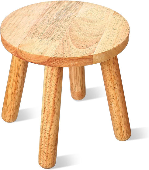 Kifmurase Solid Wood Step Stool for Adults, 9 Inch Multi-Use Wooden Round Stool