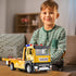BDTCTK Friction Powered Flatbed Truck Toy with Lights and Sounds, Push and Go Construction Toy Tow Truck Great Gift