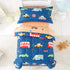 Set 1 Boys Toddler Bedding Navy with Colorful Cars Includes Boys Comforter, Flat Sheet, Fitted Sheet and Pillowcase