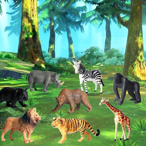 12 Pcs Realistic Mini Safari Zoo Animal Figurines - Plastic Educational Playset for Cake Toppers and Parties