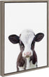 18x24 DesignOvation Sylvie Baby Cow Portrait Framed Canvas Wall Art by Amy Peterson, Gray, Cute Baby Animal Home Decor