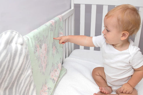 Sherpa Fleece Baby Blankets - Colorful Reversible Blankets for Newborns, Infants, Toddlers, and Nursery (Floral & Zebra)