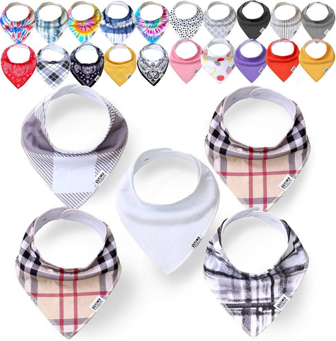 YMCF Baby Bandana Drool Bibs - 5 Pack 100% Cotton Absorbent Baby Bibs