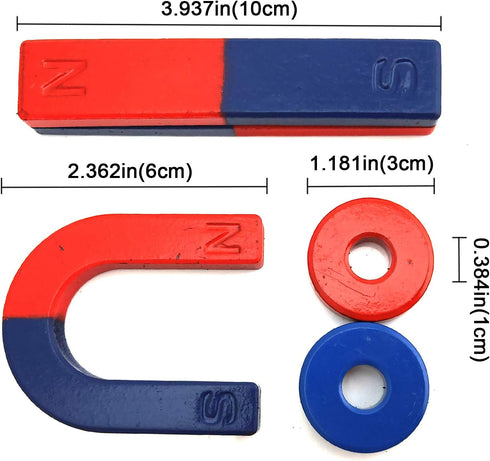 EUDAX Physics Science Magnets Kit for Education, Includes Bar/Ring/Horseshoe/Compass Magnets